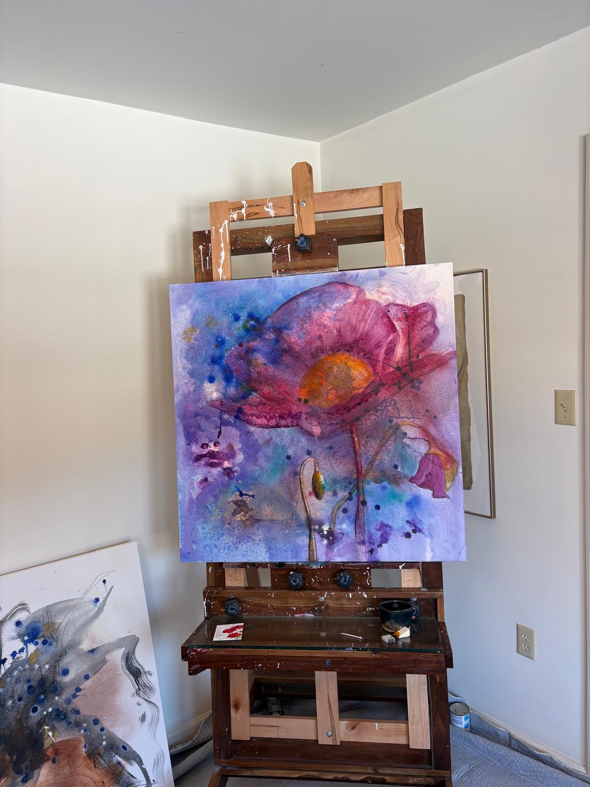 Floral abstract in purple and rose